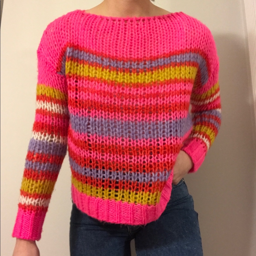 Altar’d State knit sweater. Neon Pink. Size Small